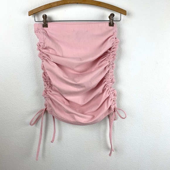 Forever 21 Pink Mini Knit Skirt Large Adjustable Gathered Sides Clubbing - Picture 15 of 15